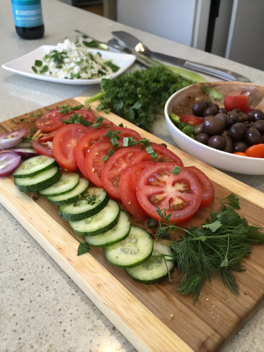 Ingredients for tomato cucumber salad recipe